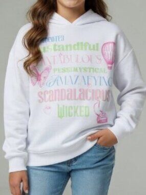NEW Wicked x Katie Kime Girls' Hoodie Pullover White Large (10/12) Sweatshirt